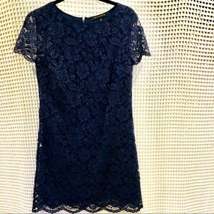 New Cynthia Steffe  navy all over lace shift dress